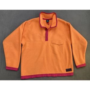 Vintage 90s Y2K Leggoons 1/2 Button Fleece Jacket L Pullover Orange Made in USA